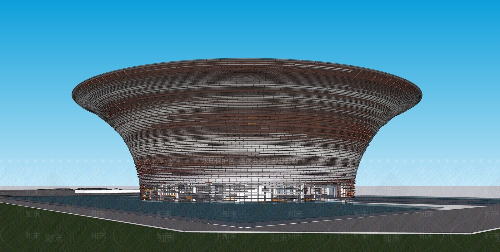 现代展览馆建筑SU模型下载【ID:1158648004】
