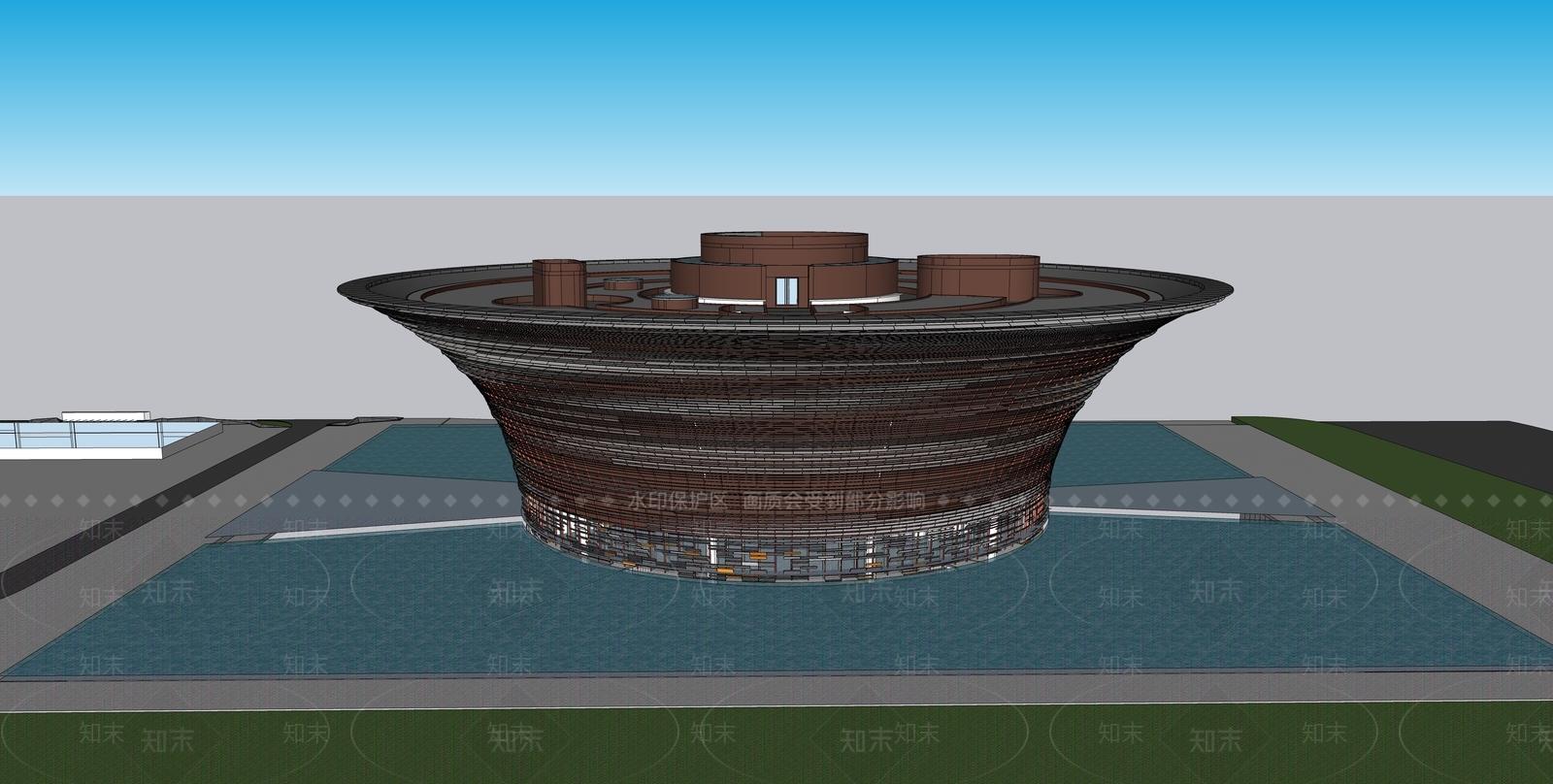 现代展览馆建筑SU模型下载【ID:1158648004】