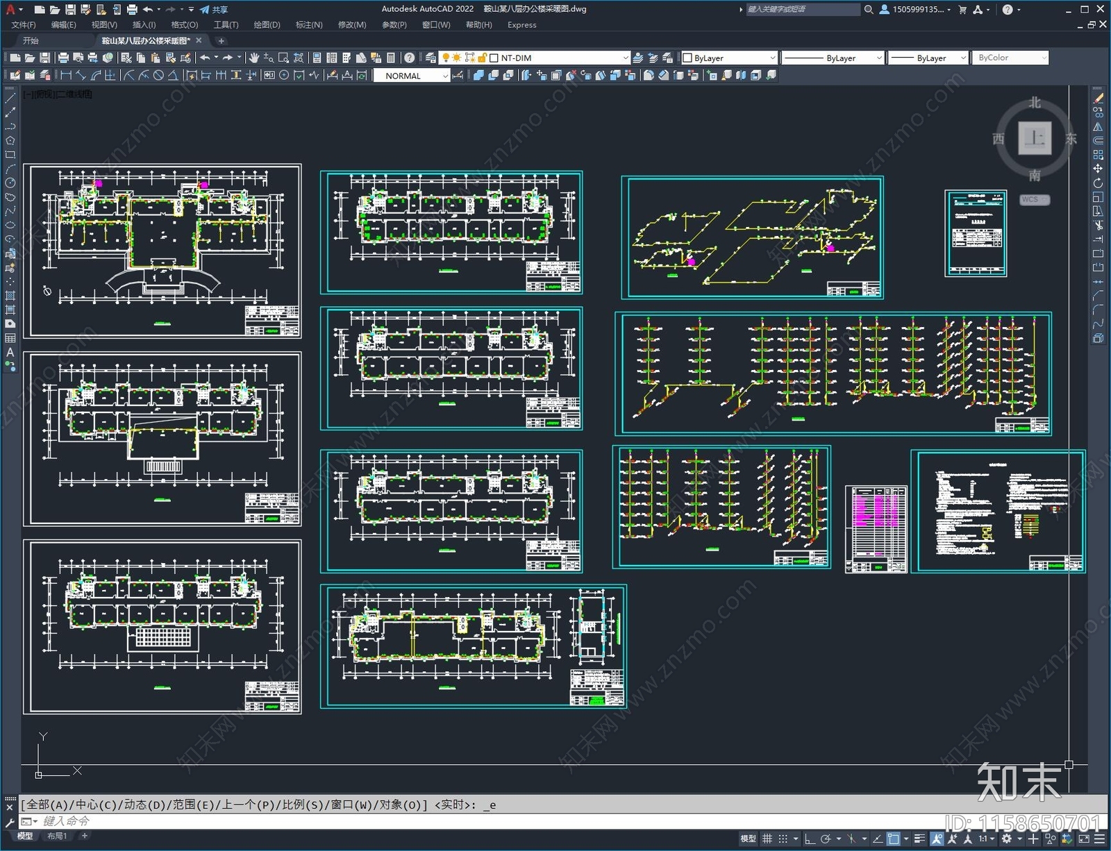 鞍山某八层办公楼采暖图施工图下载【ID:1158650701】
