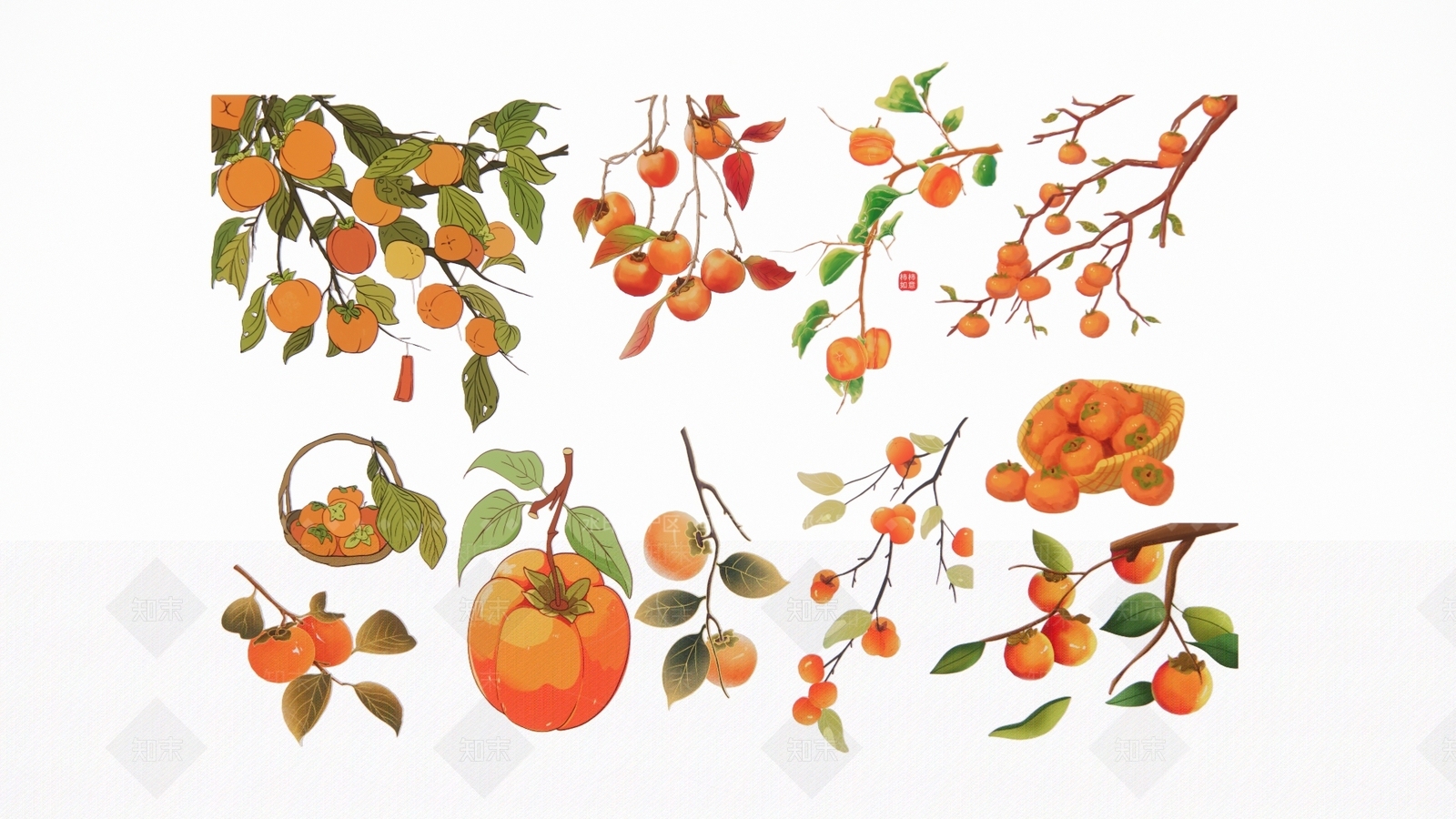 现代果树柿子剪影3D模型下载【ID:1158654351】