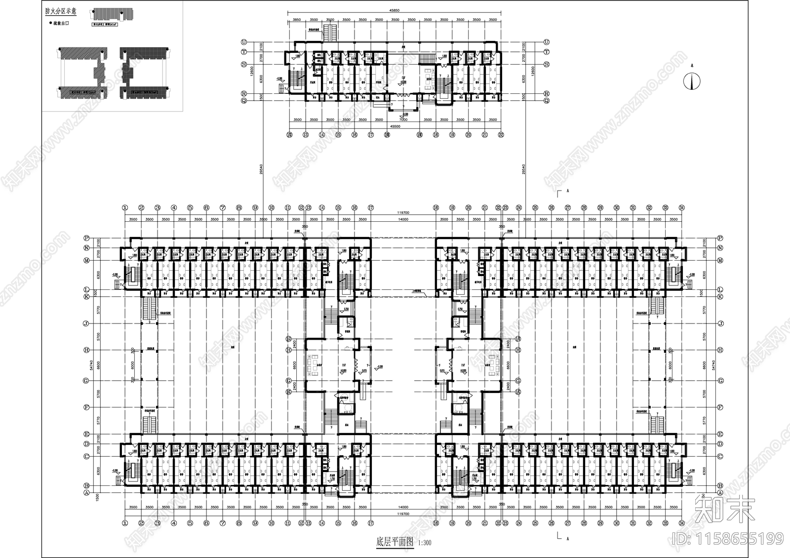 学生宿舍楼建筑图cad施工图下载【ID:1158655199】