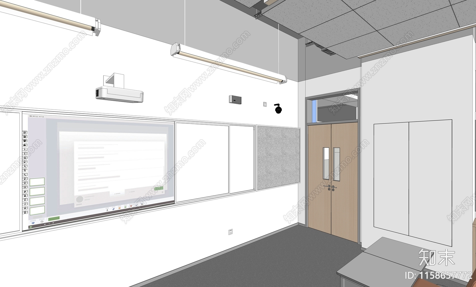 现代教室SU模型下载【ID:1158657772】