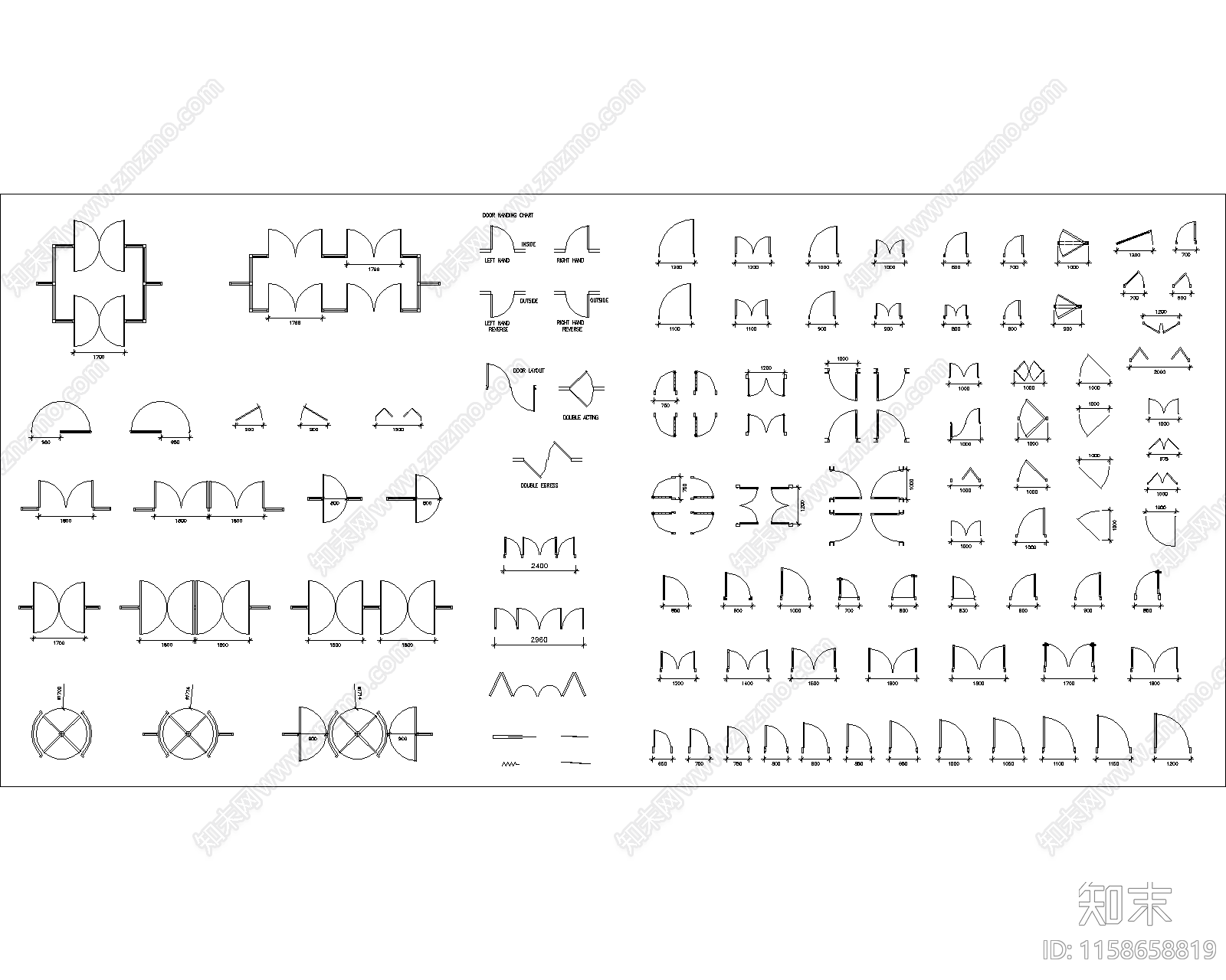 各种门打开时尺寸集合cad施工图下载【ID:1158658819】