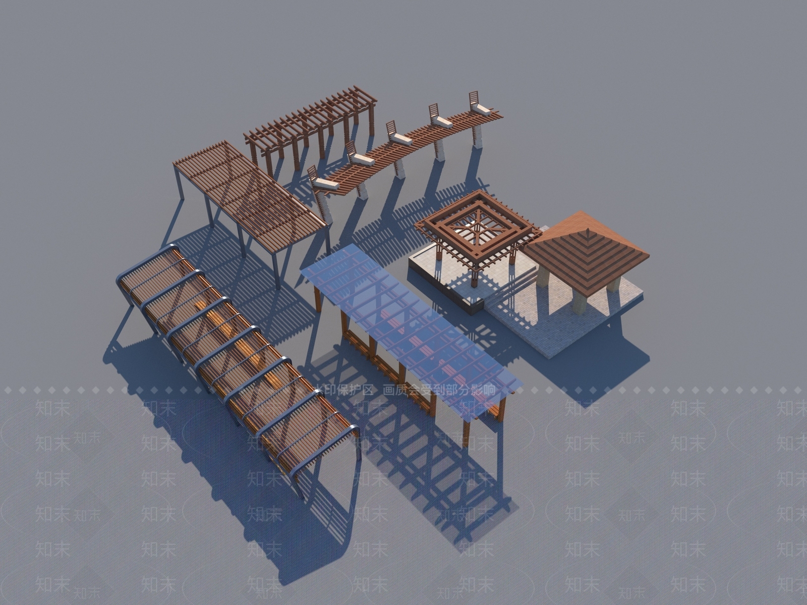 现代花架廊架SU模型下载【ID:1158661627】