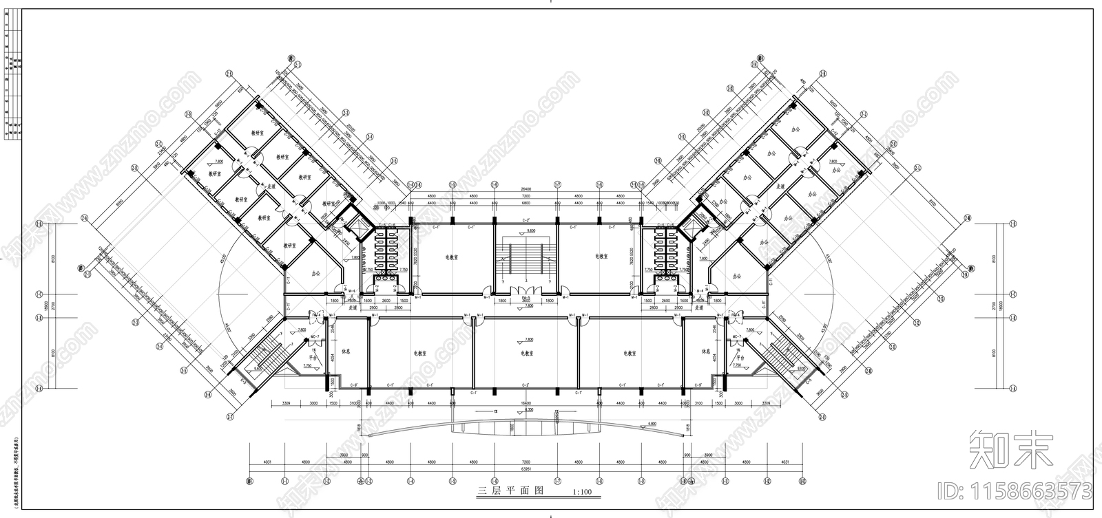 消防大队教学楼cad施工图下载【ID:1158663573】