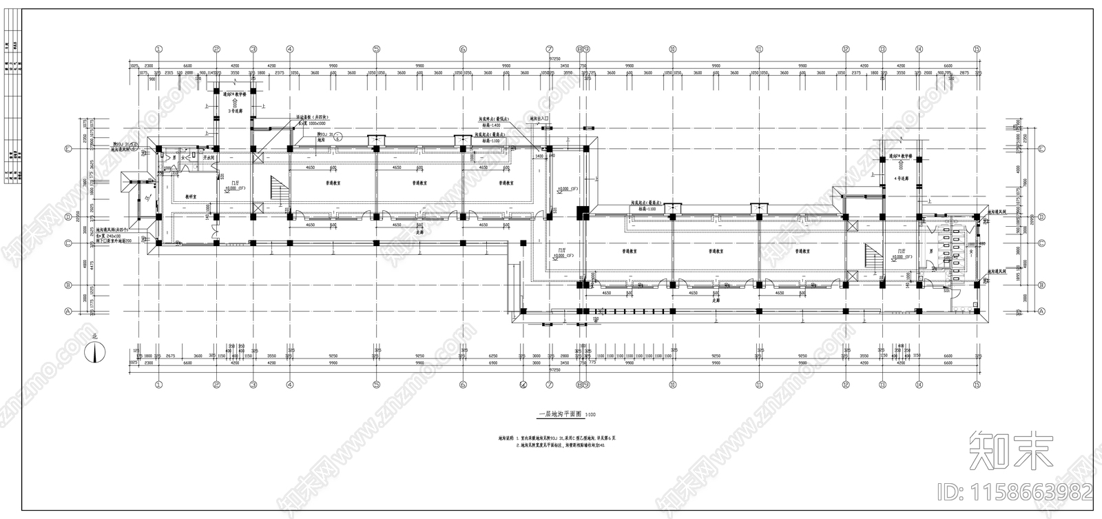 西安某大学教学楼建cad施工图下载【ID:1158663982】