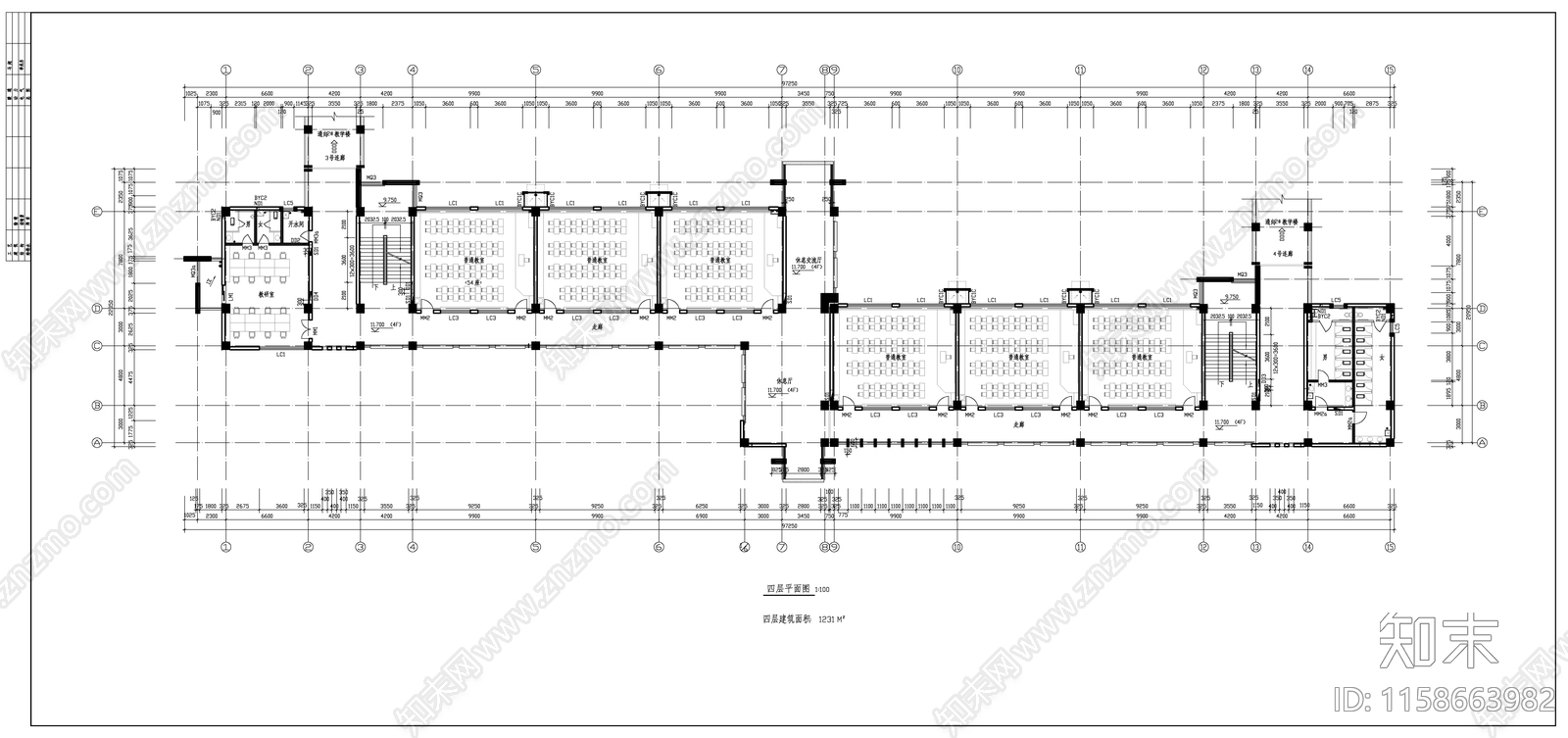 西安某大学教学楼建cad施工图下载【ID:1158663982】