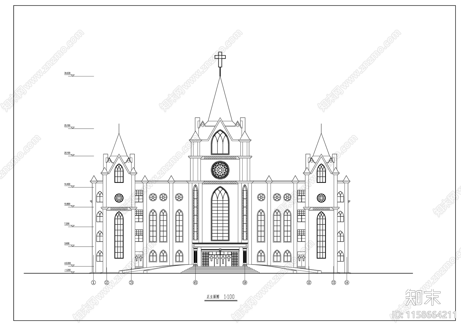 圣经学校建筑图cad施工图下载【ID:1158664211】