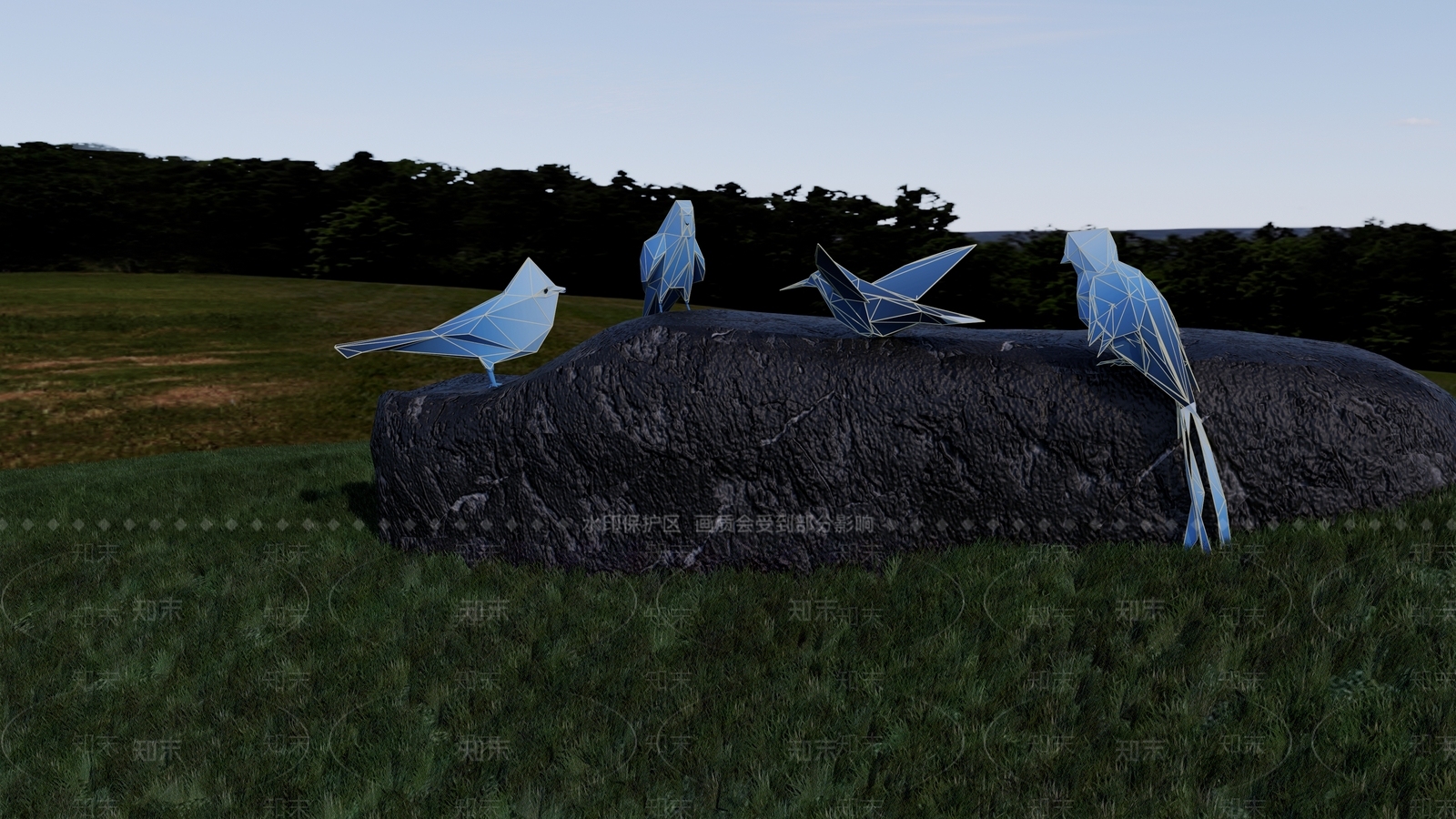 现代动物雕塑小品SU模型下载【ID:1158664595】