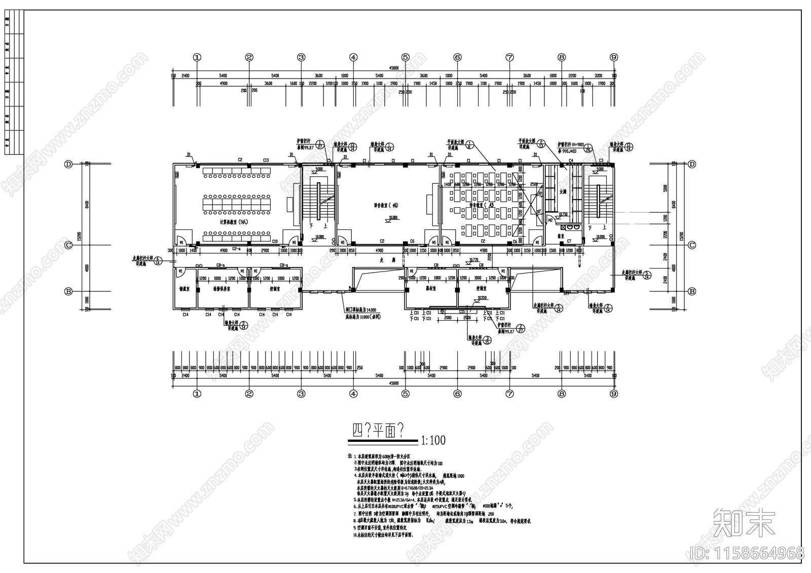 某小学多功能教学楼建cad施工图下载【ID:1158664968】