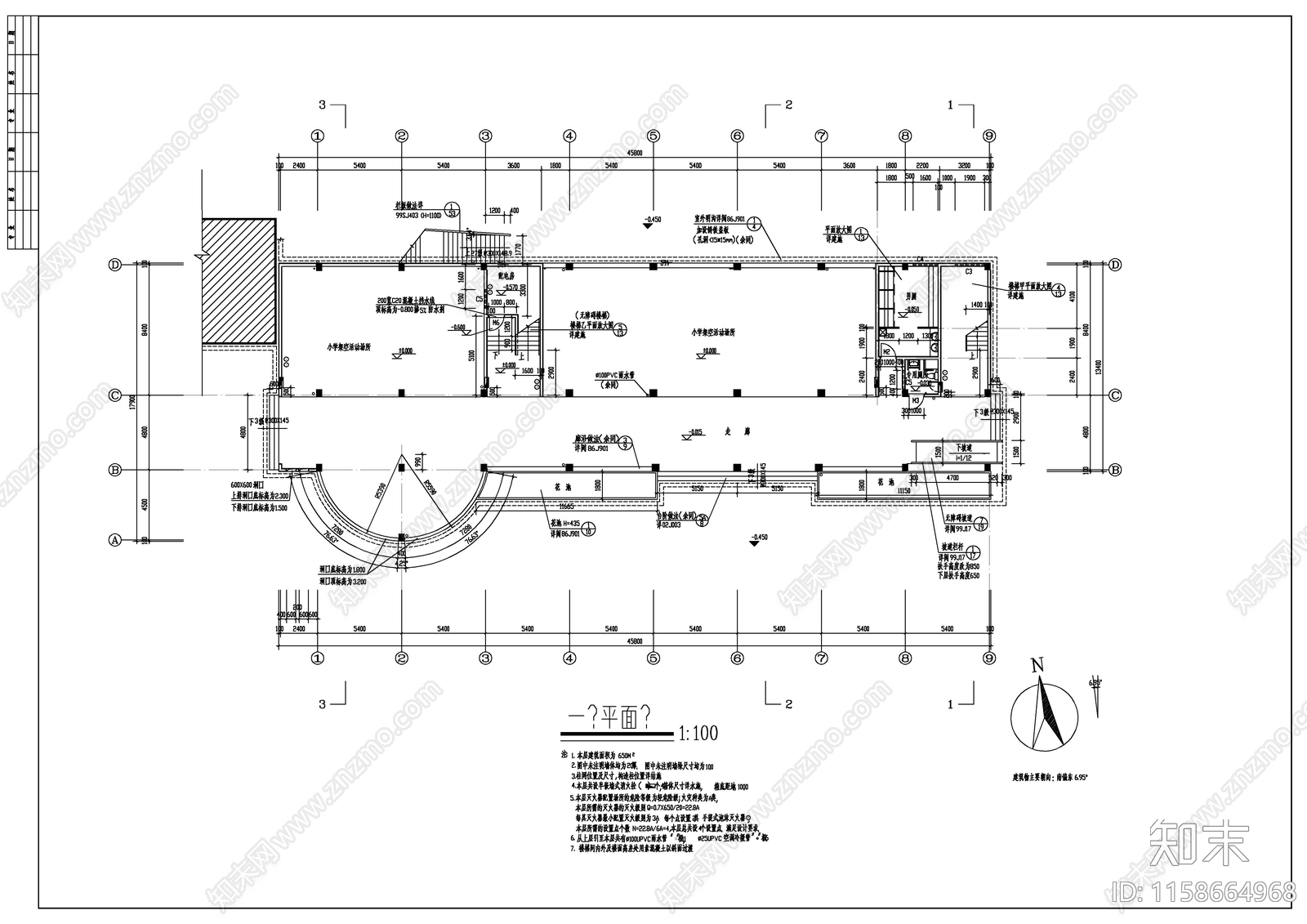 某小学多功能教学楼建cad施工图下载【ID:1158664968】