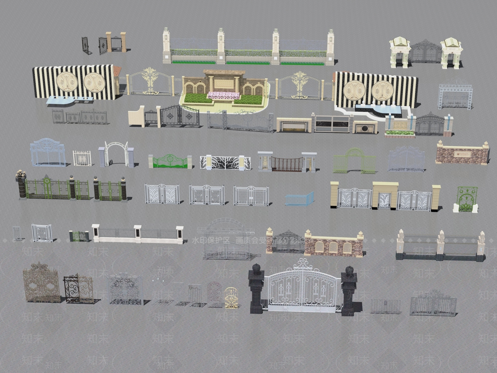 围墙大门3D模型下载【ID:1158667315】