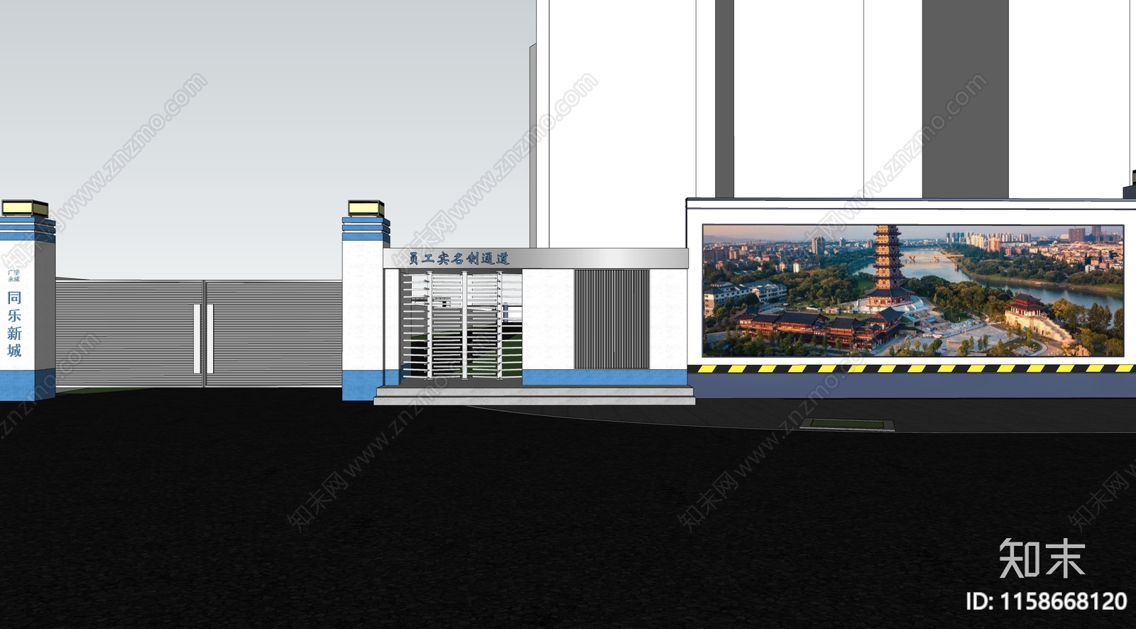 现代工厂出入口SU模型下载【ID:1158668120】
