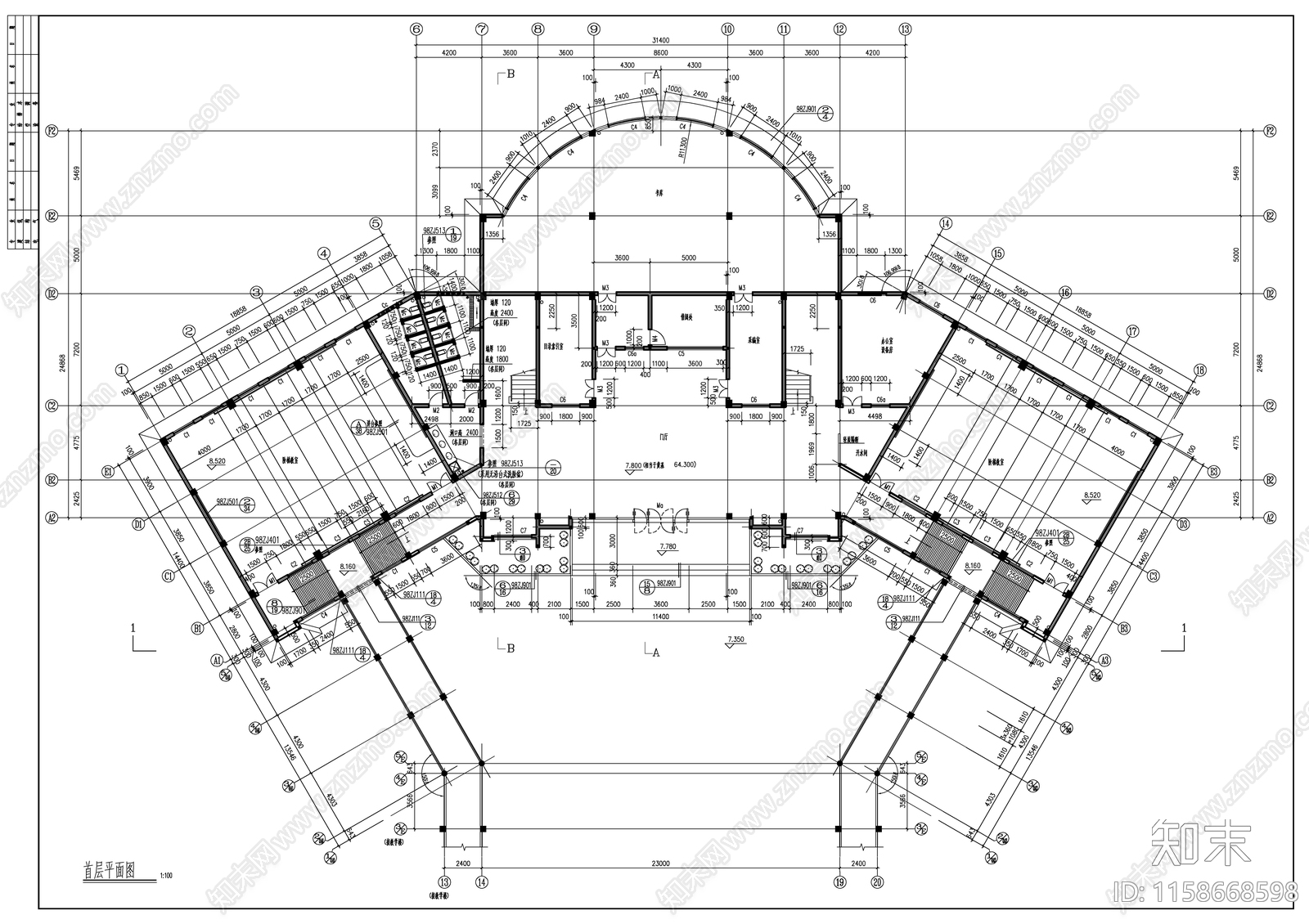 学校图书馆建施工图下载【ID:1158668598】