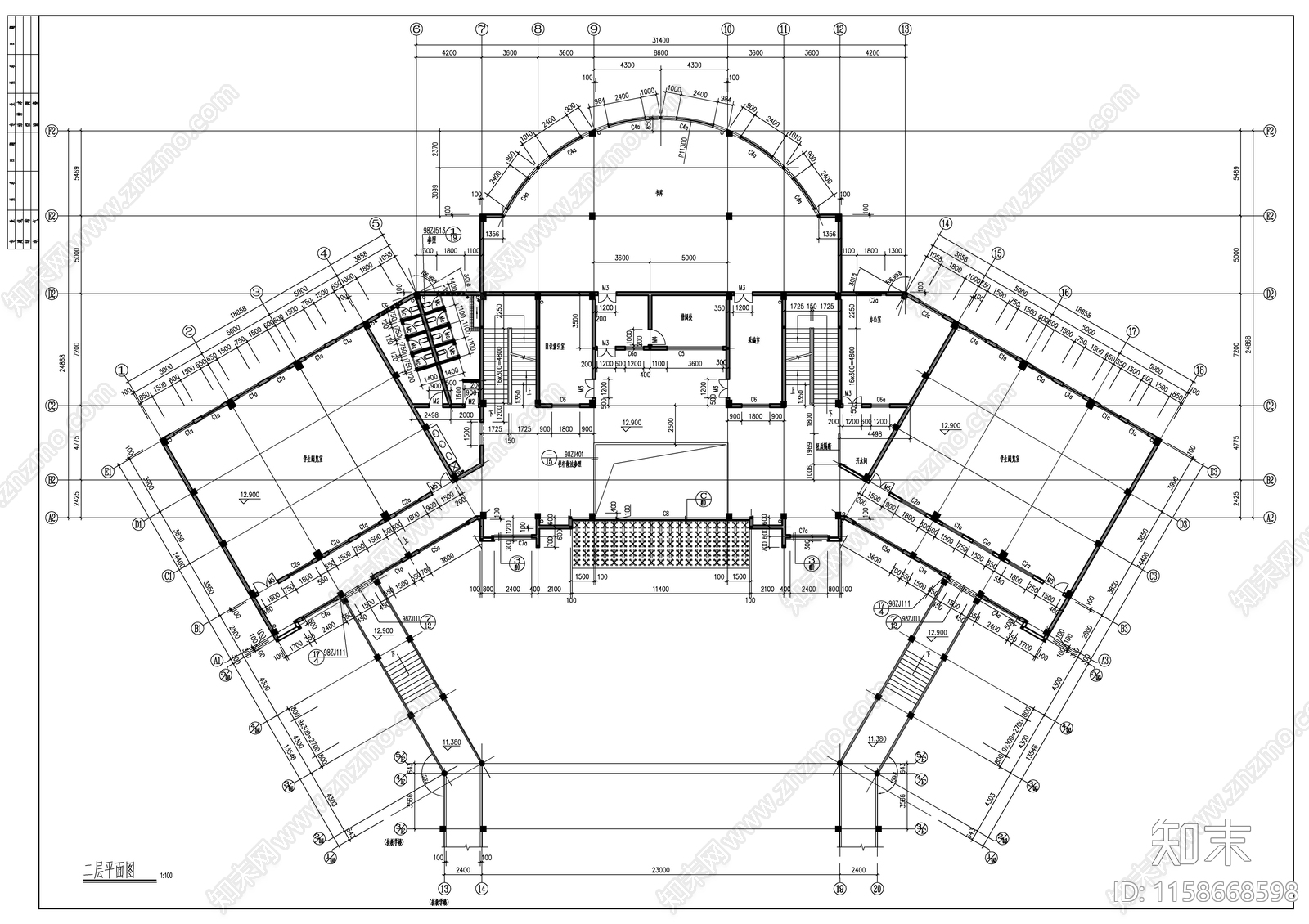 学校图书馆建施工图下载【ID:1158668598】