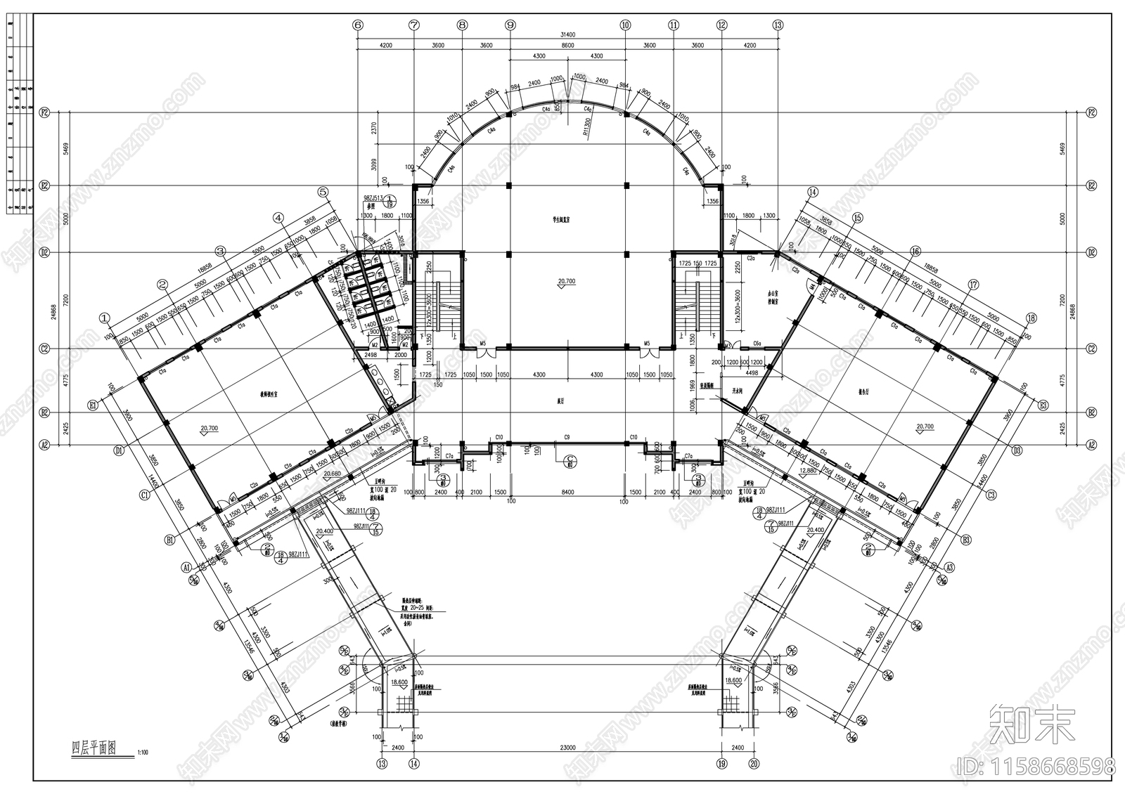 学校图书馆建施工图下载【ID:1158668598】