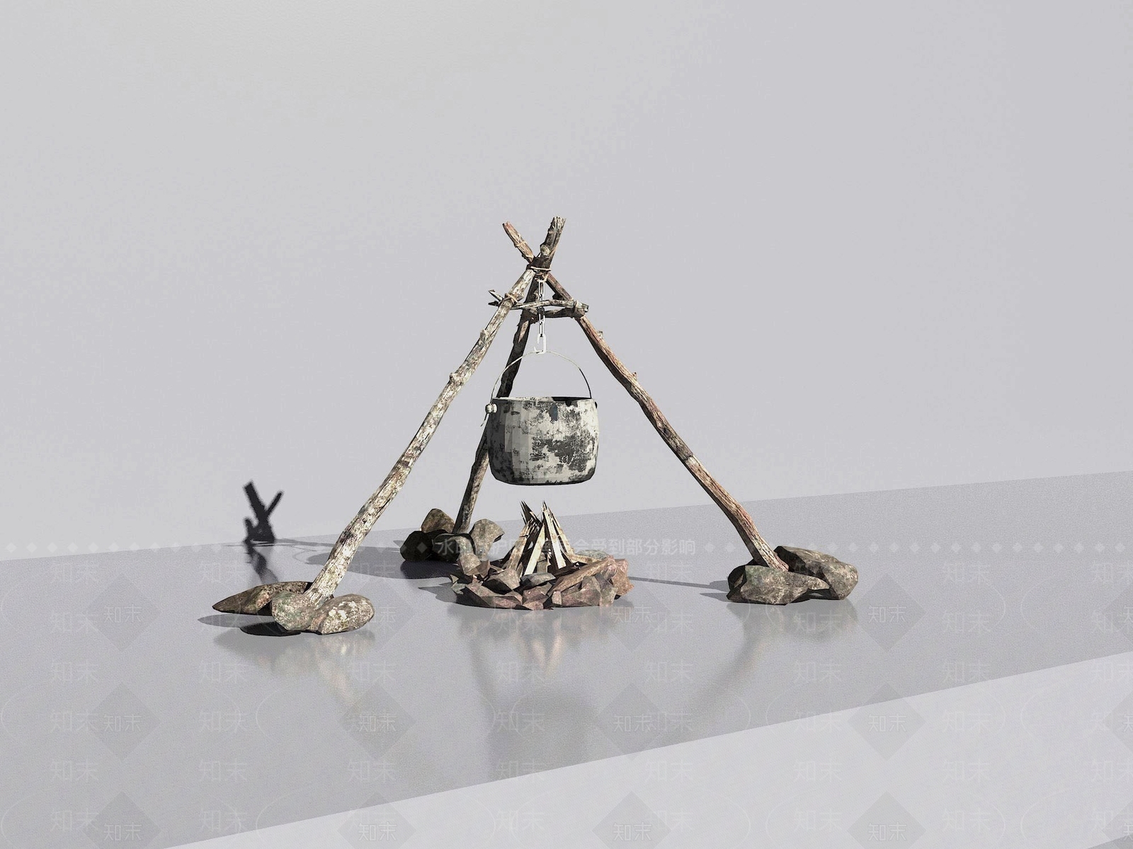 柴火堆烧烤架3D模型下载【ID:1158669085】