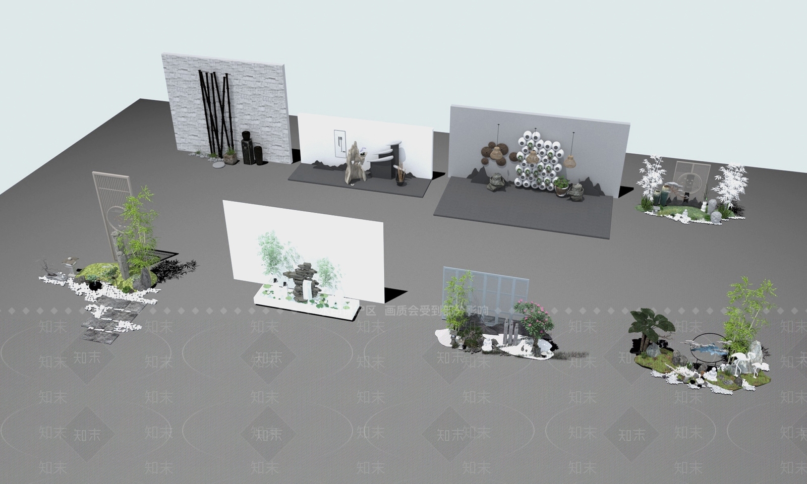 中式日式禅意景观3D模型下载【ID:1158669968】