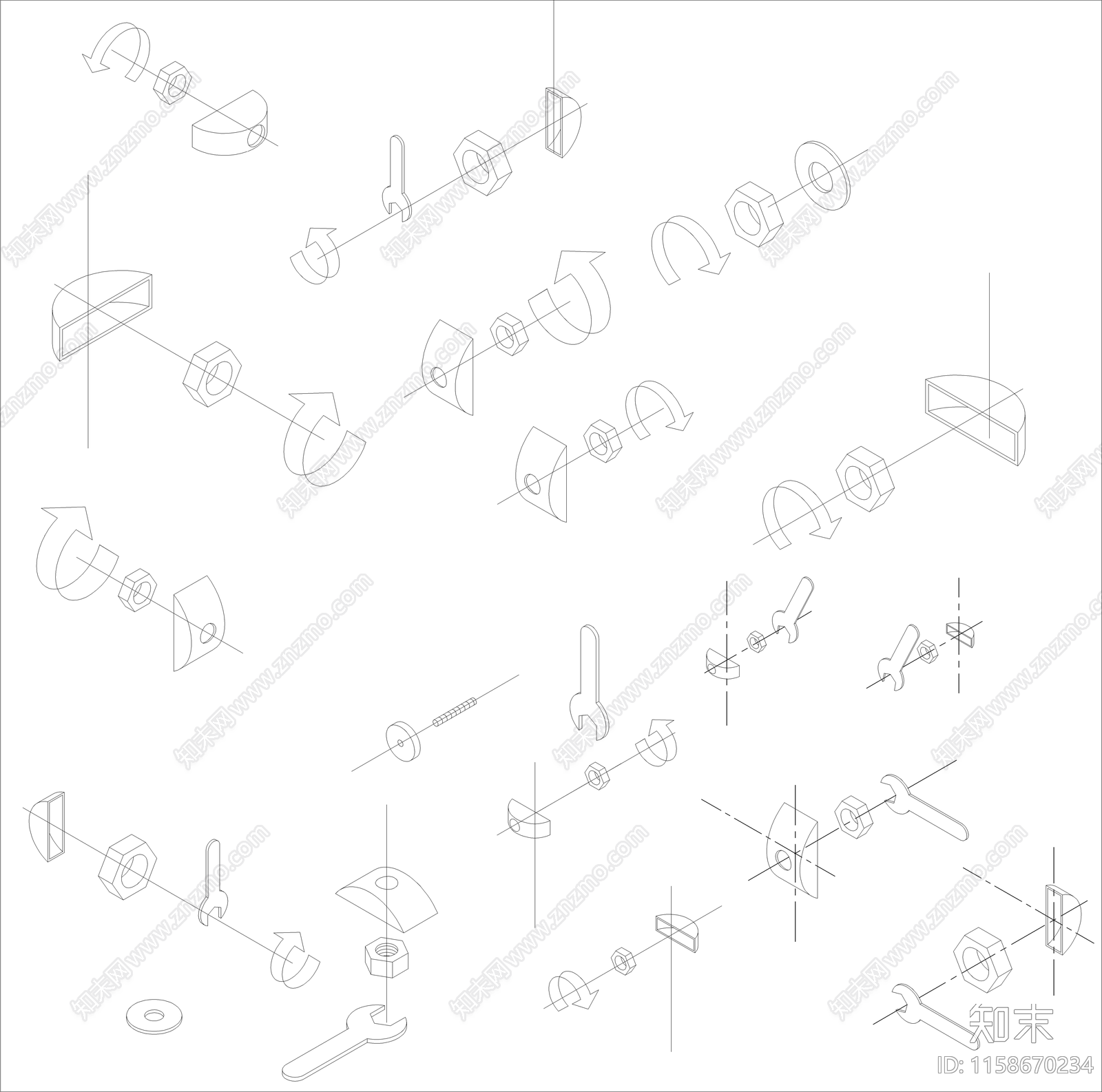 常用五金三维安装图库cad施工图下载【ID:1158670234】