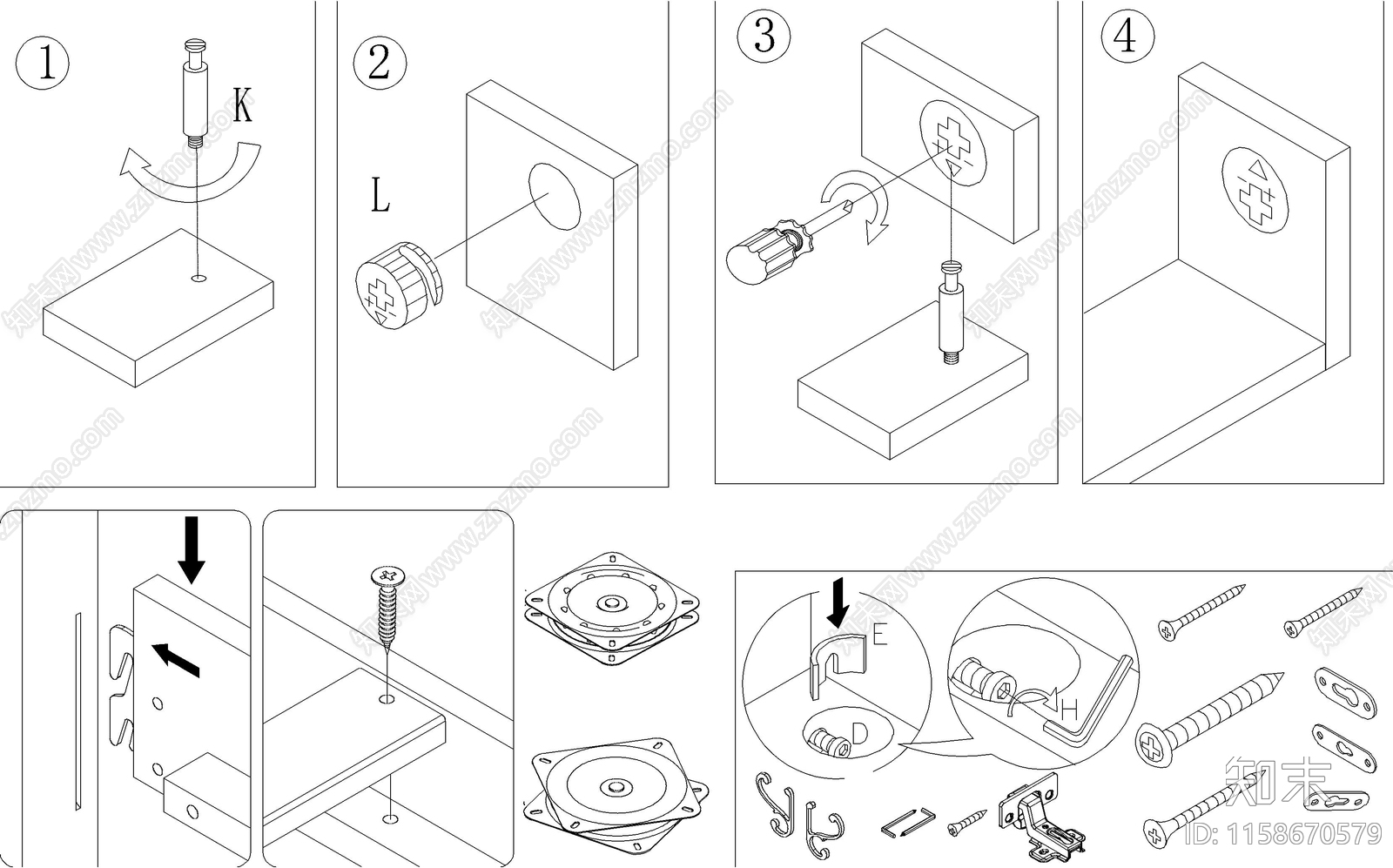 精选常用家具五金图库施工图下载【ID:1158670579】