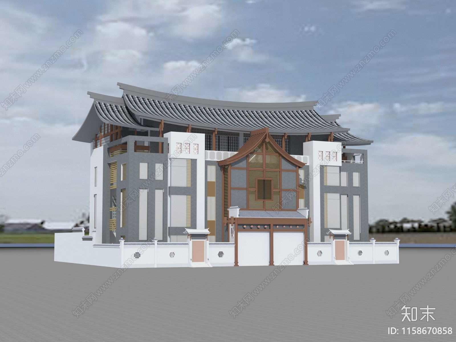 中式住宅3D模型下载【ID:1158670858】