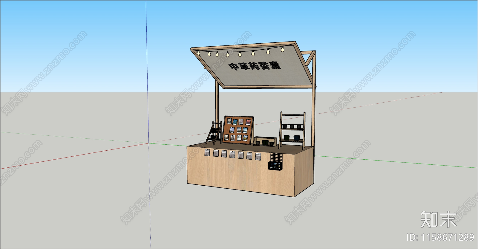 现代市集摊位SU模型下载【ID:1158671289】