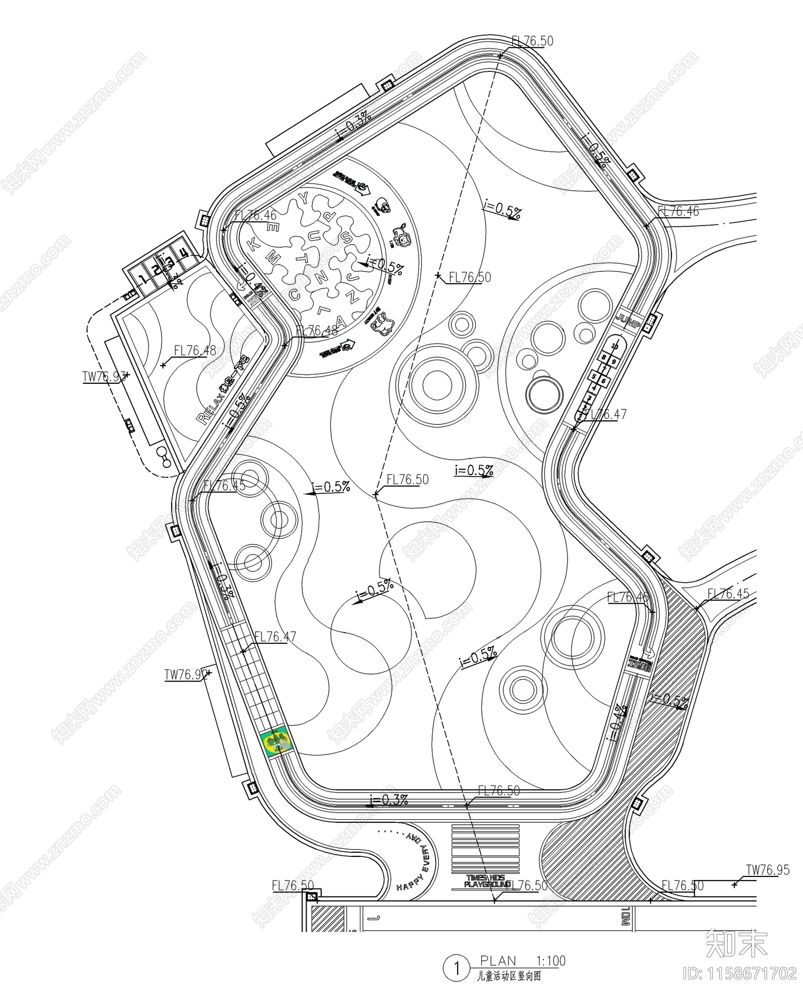 现代儿童活动场地平面详图cad施工图下载【ID:1158671702】