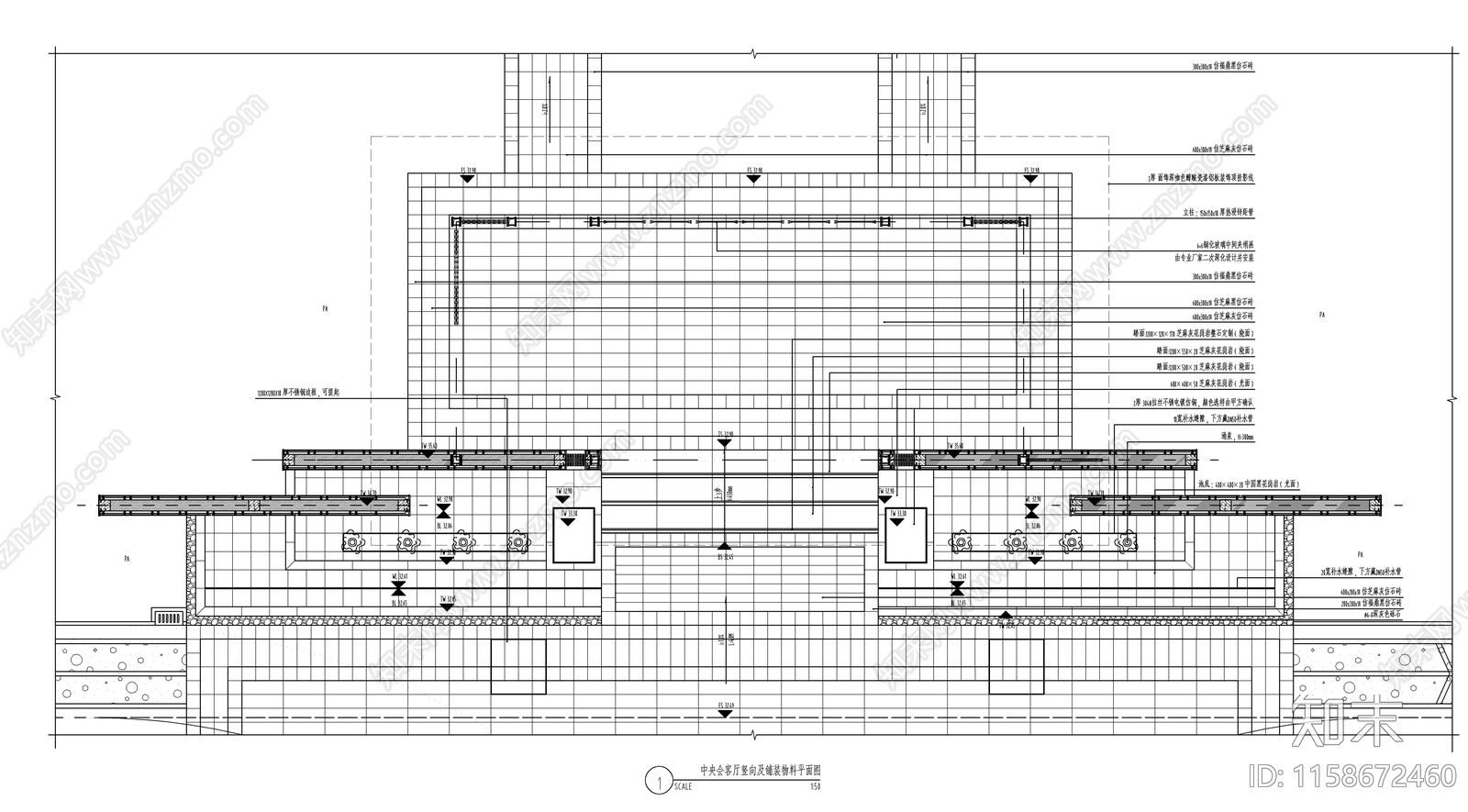 新中式入口会客厅廊架cad施工图下载【ID:1158672460】