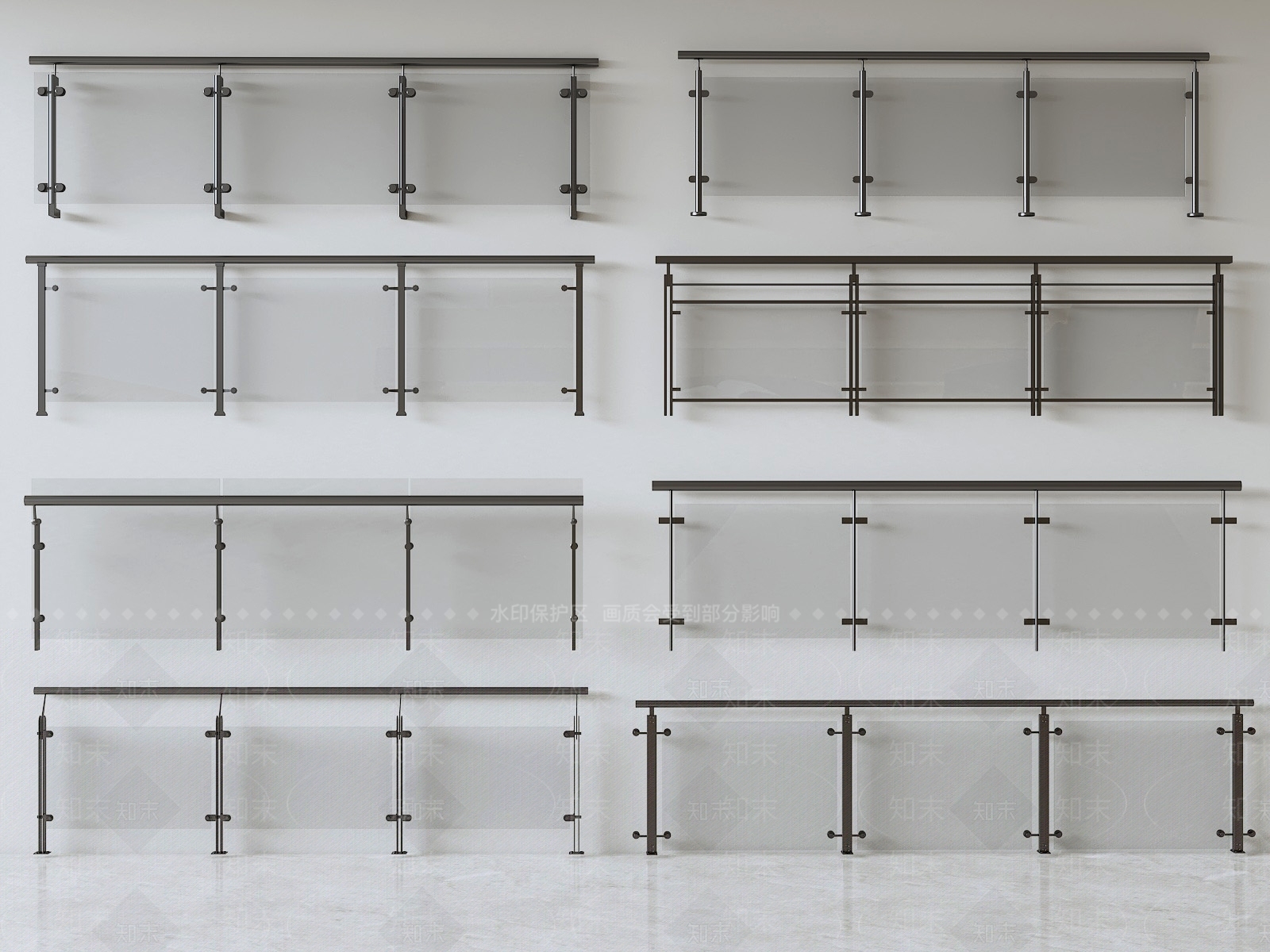 现代玻璃栏杆3D模型下载【ID:1158673178】