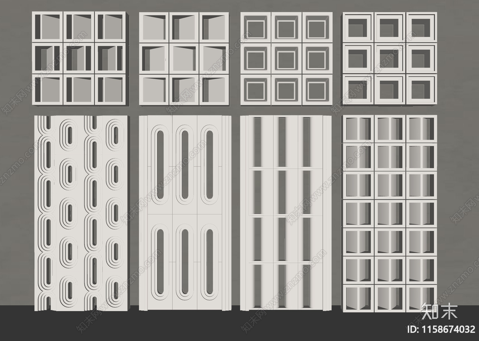 现代预支水泥砖镂空隔断SU模型下载【ID:1158674032】