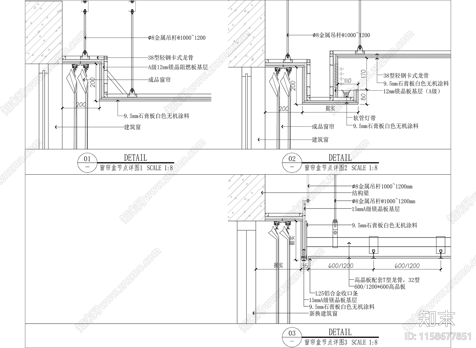 天棚窗帘盒做法施工图下载【ID:1158677851】