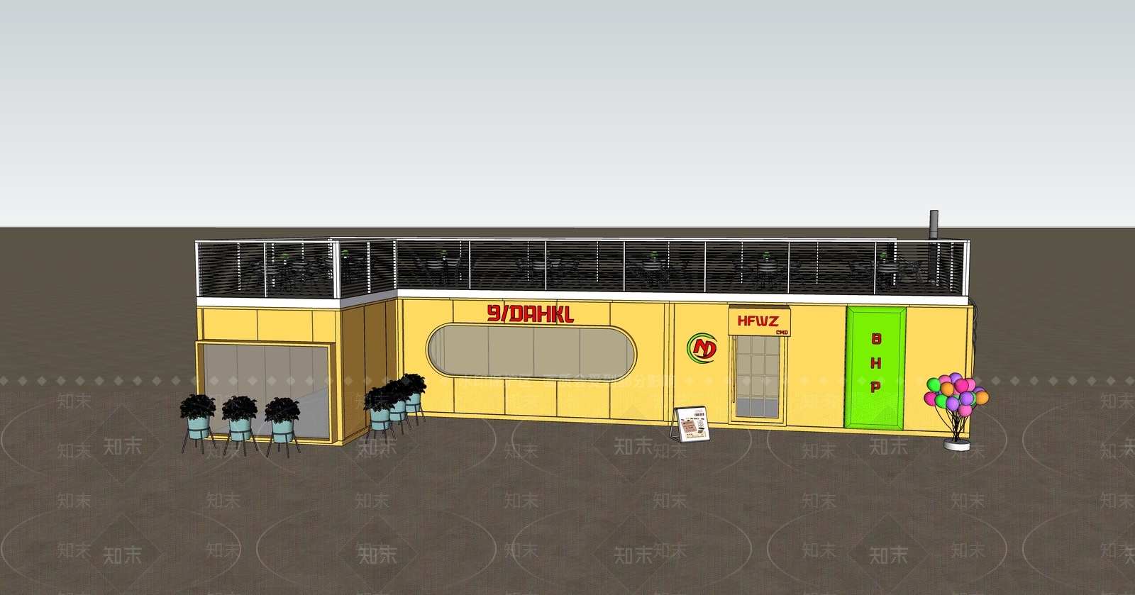 现代餐饮建筑SU模型下载【ID:1158680431】