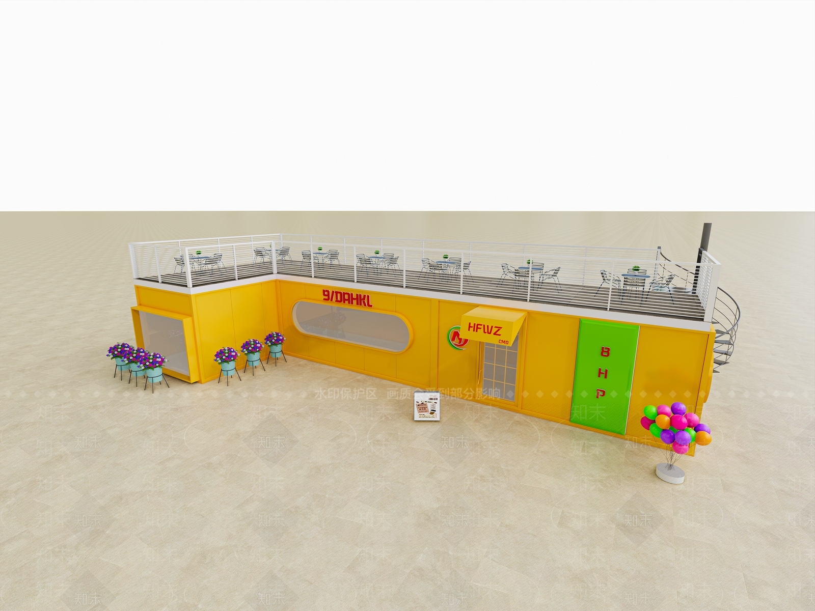 现代餐饮建筑SU模型下载【ID:1158680431】