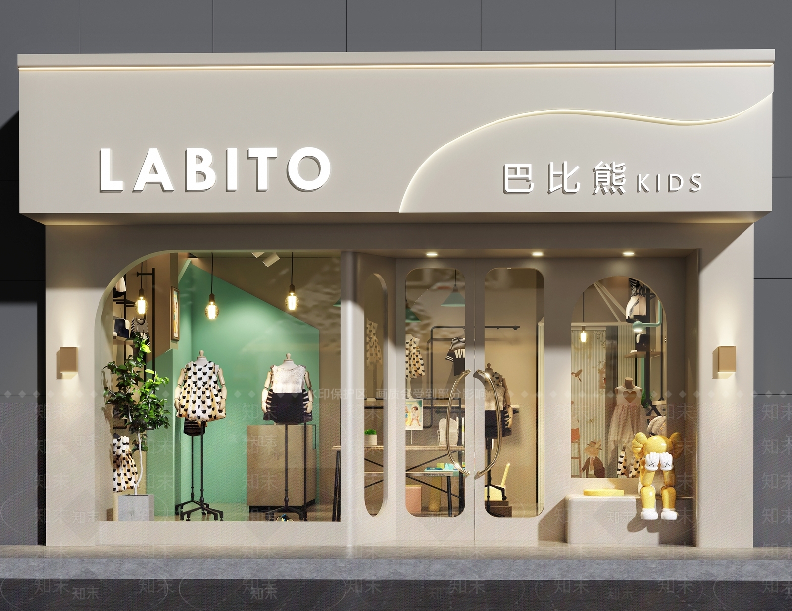 现代童装店门头设计3D模型下载【ID:1158681627】