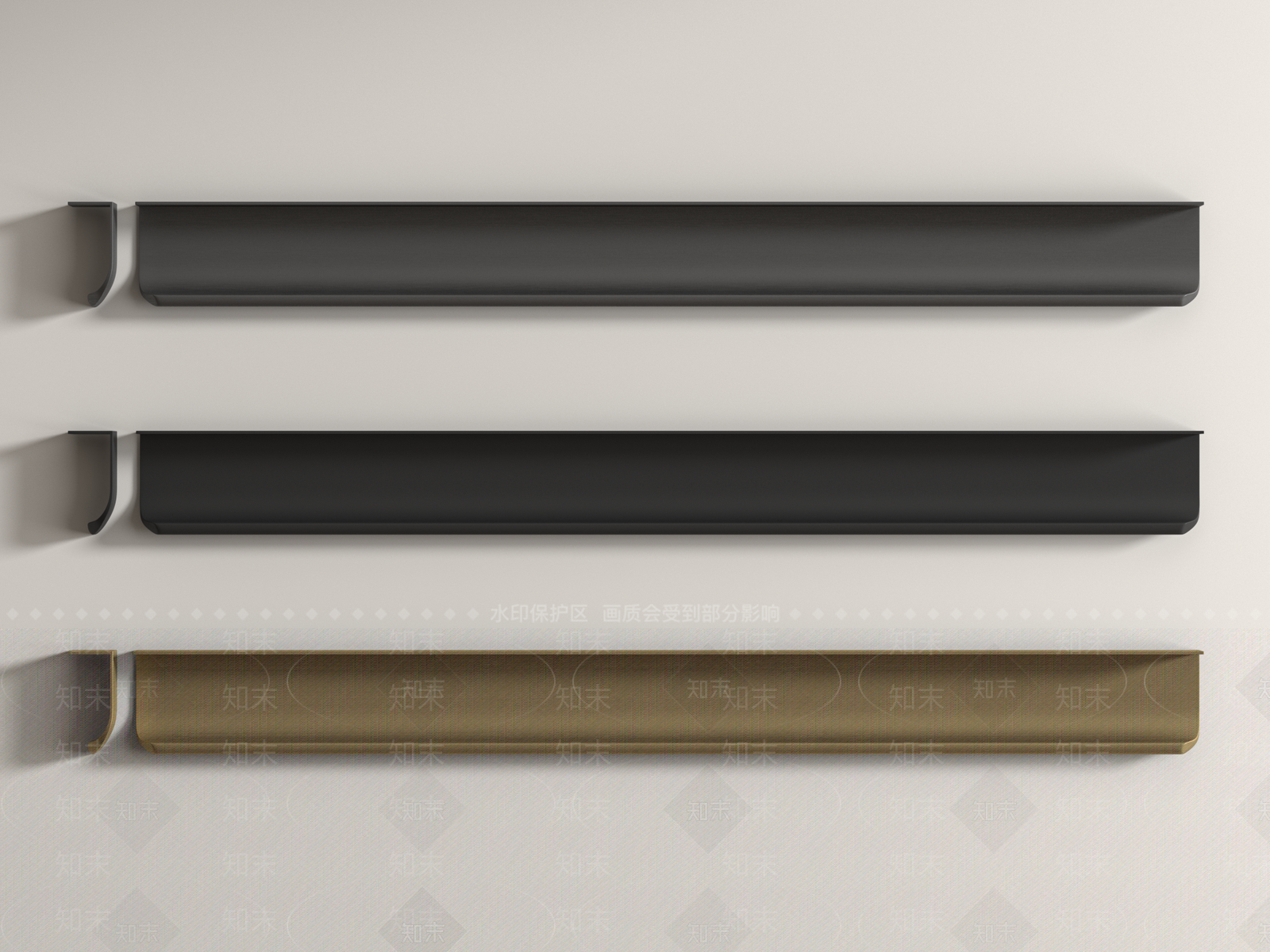 不锈钢轻奢金属柜门隐藏拉手组合3D模型下载【ID:1158683893】