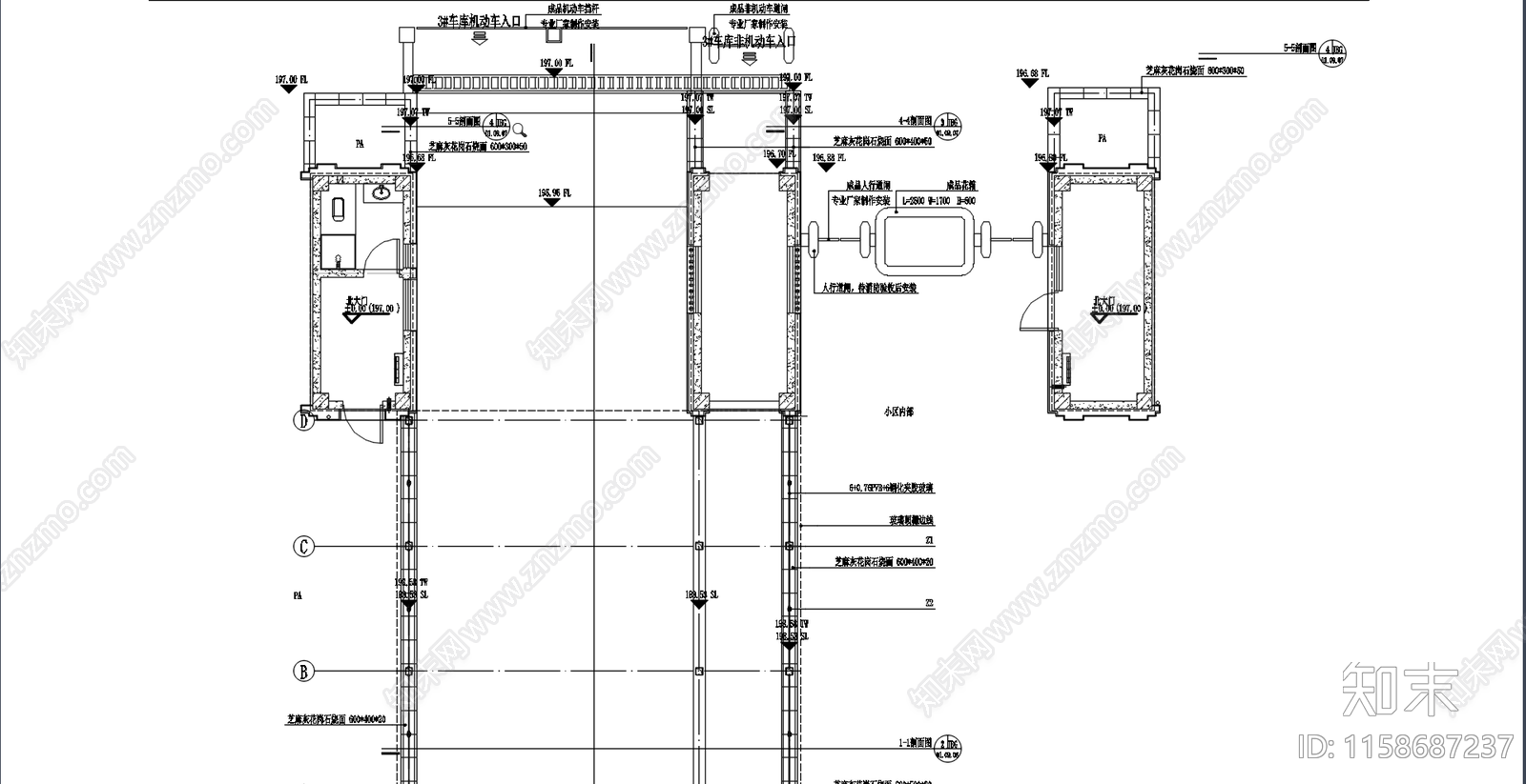 地下停车场车库入口钢结构玻璃雨棚详图施工图下载【ID:1158687237】