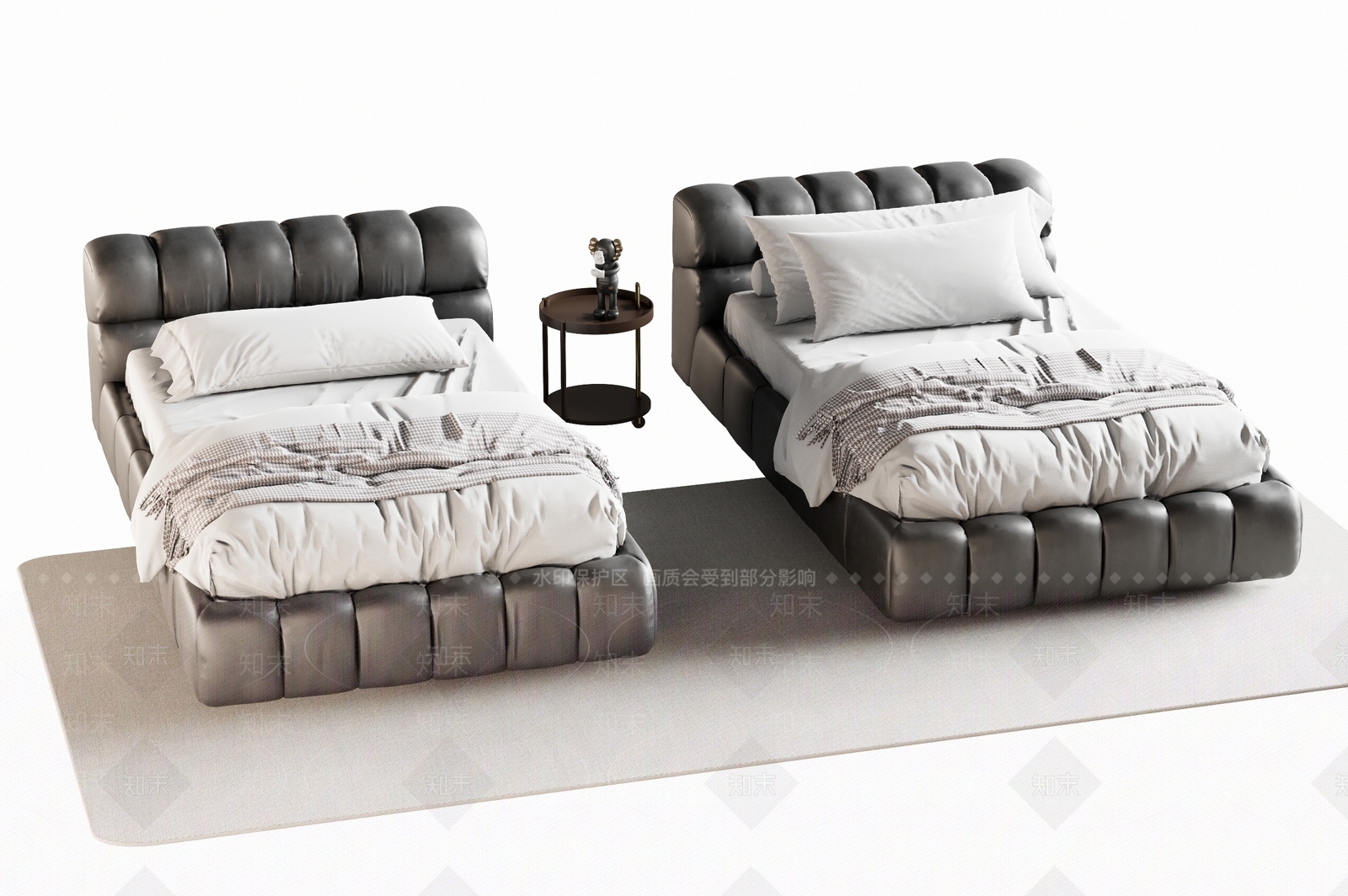 现代单人床3D模型下载【ID:1158687038】