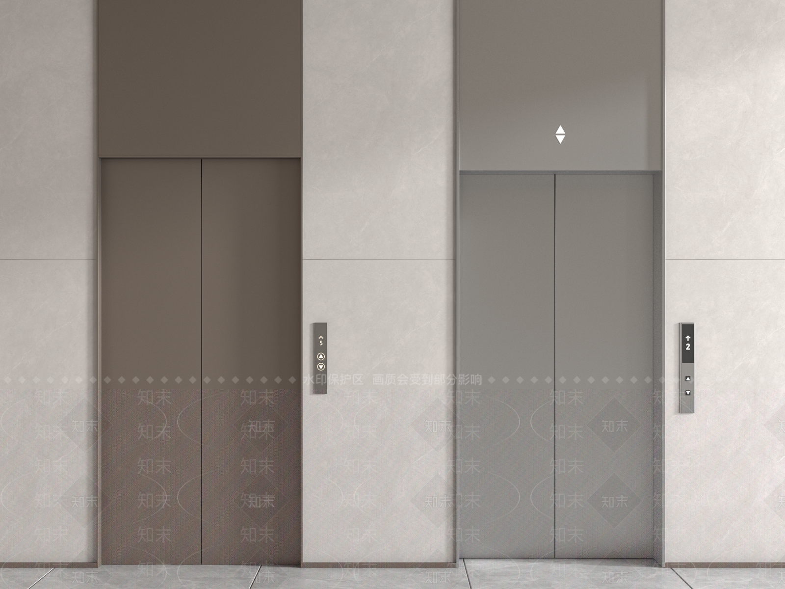 现代写字楼电梯厅3D模型下载【ID:1158689026】