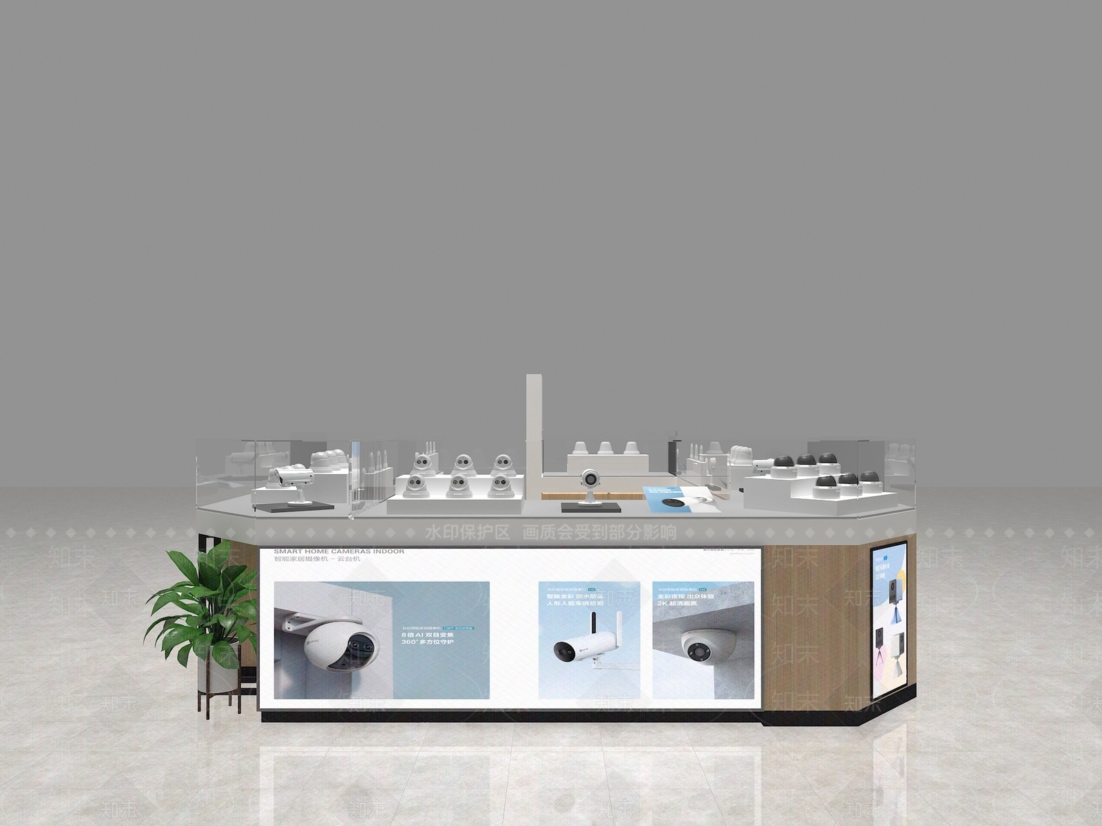 柜台摄像头植物灯箱展架玻璃3D模型下载【ID:1158691316】