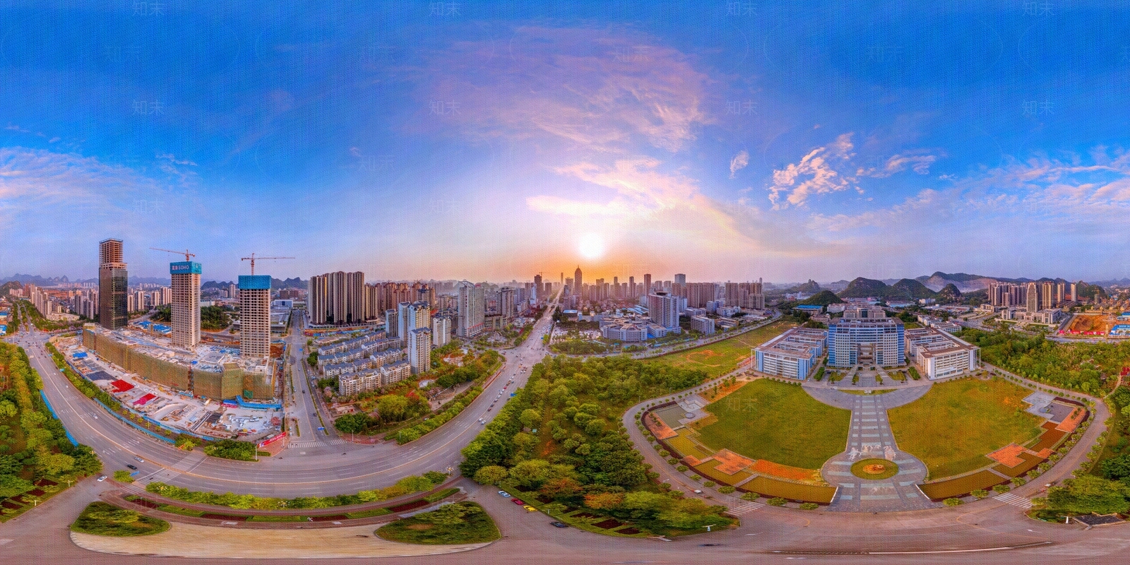 HDR晨曦黄昏城市夜景全景贴图下载【ID:1158694274】