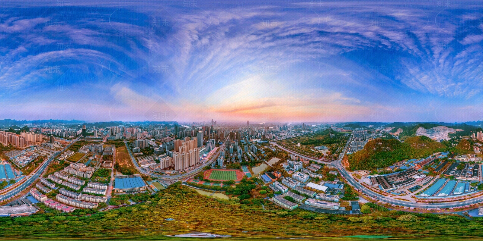 HDR晨曦黄昏城市夜景全景贴图下载【ID:1158694217】