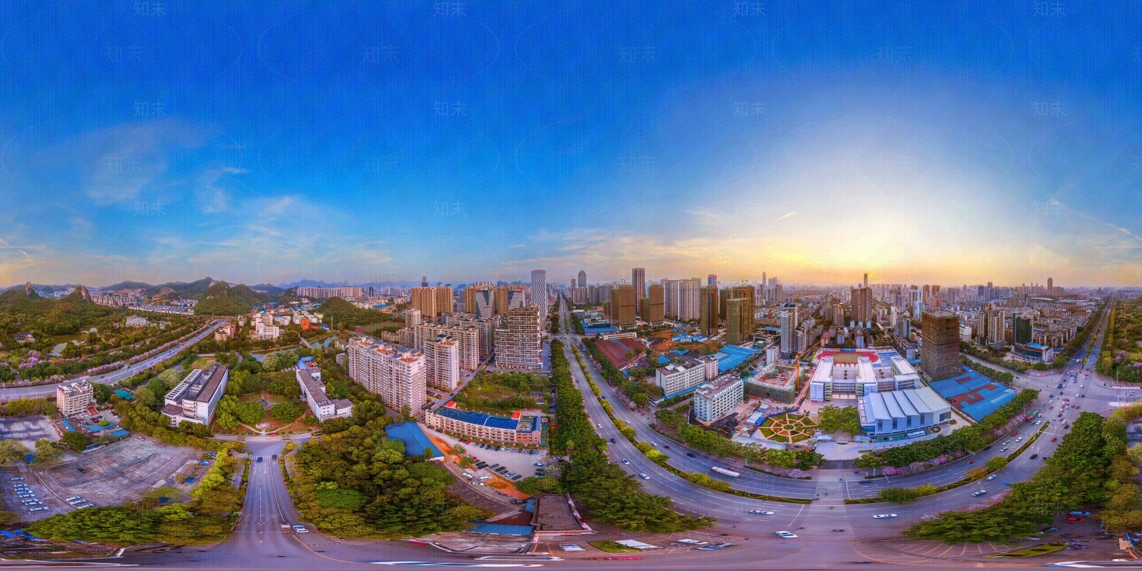 HDR晨曦黄昏城市夜景全景贴图下载【ID:1158694332】