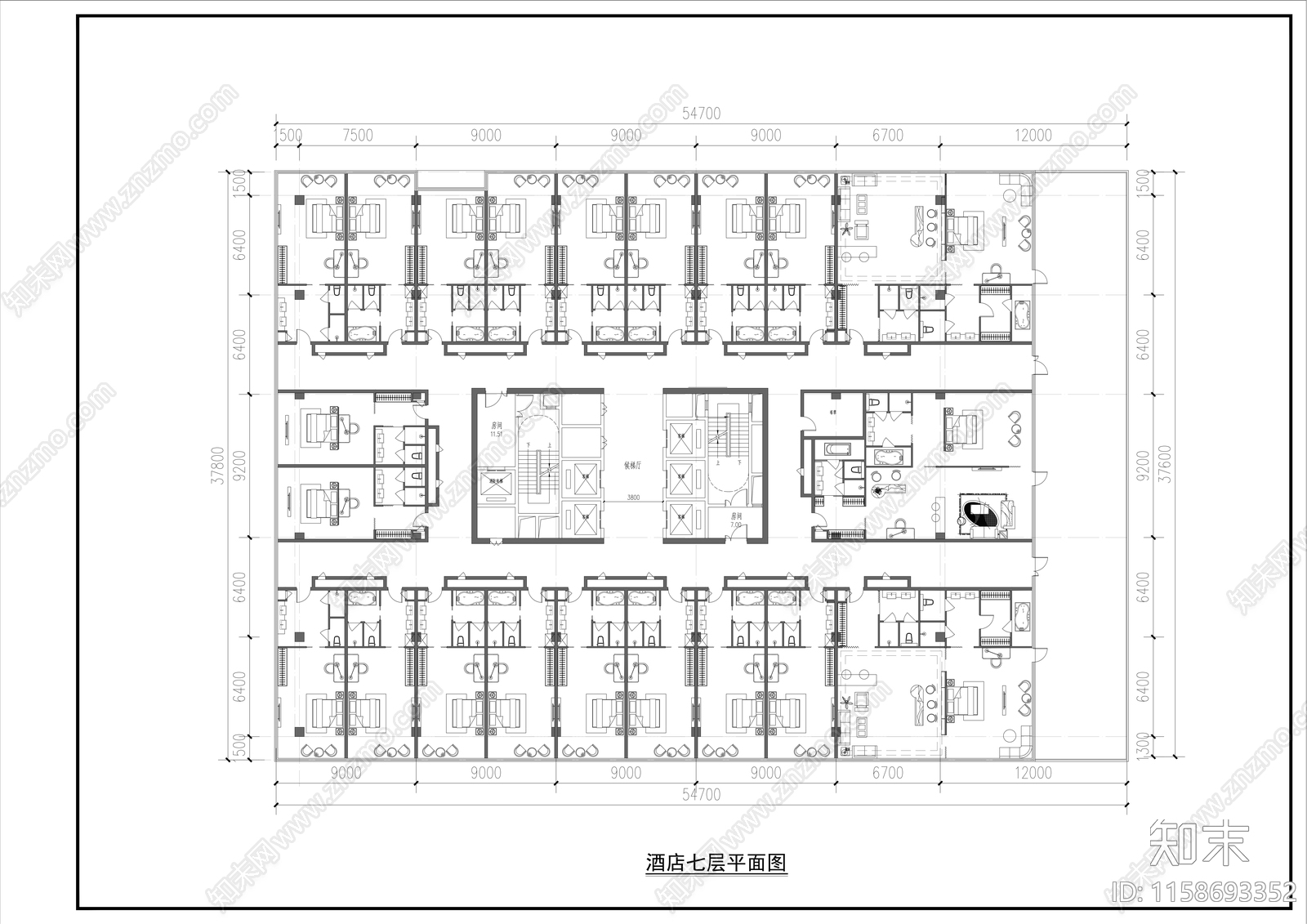 五星级酒店cad施工图下载【ID:1158693352】