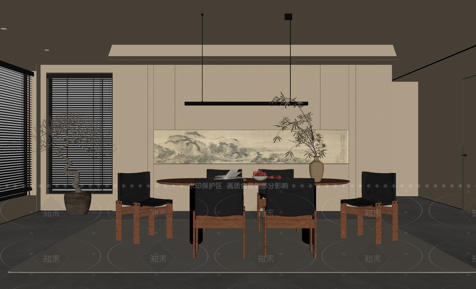 现代家居餐厅SU模型下载【ID:1216059368】