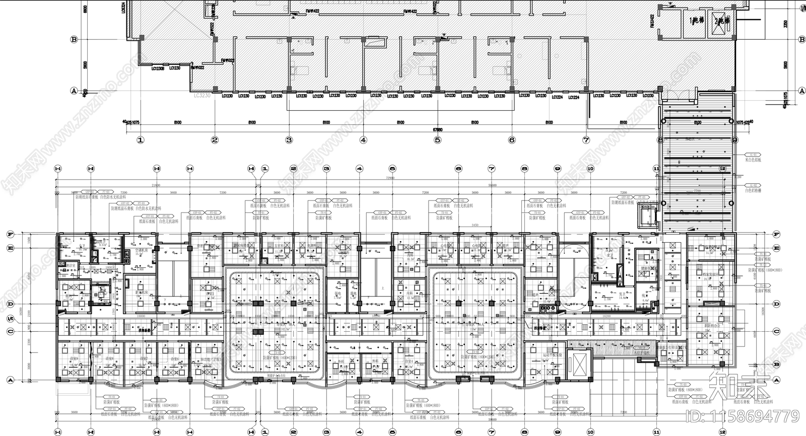 3800平方中心医院cad施工图下载【ID:1158694779】