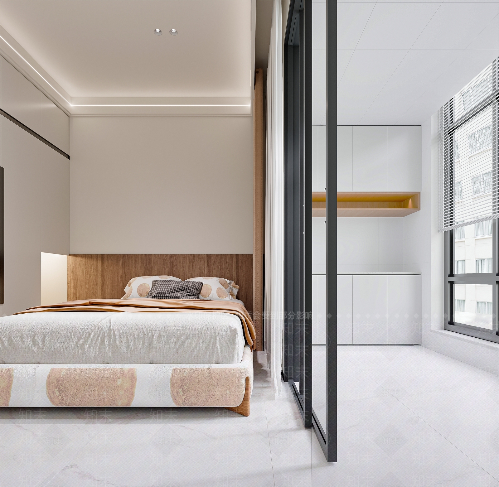现代卧室带阳台3D模型下载【ID:1158695739】