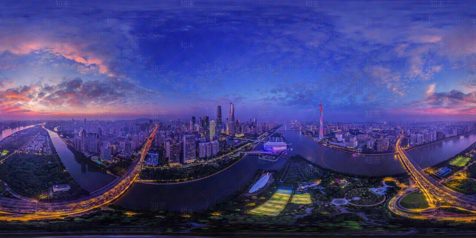HDR晨曦黄昏城市夜景全景贴图下载【ID:1158697593】