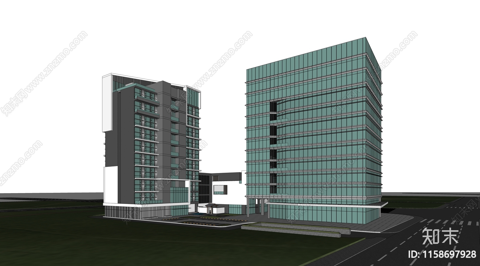 现代办公楼SU模型下载【ID:1158697928】