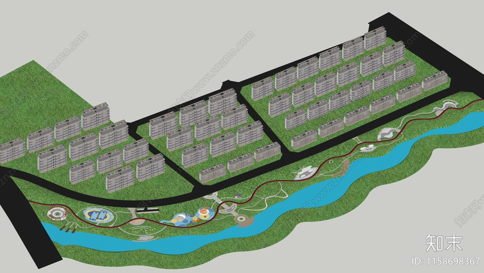 现代滨水景观SU模型下载【ID:1158698367】