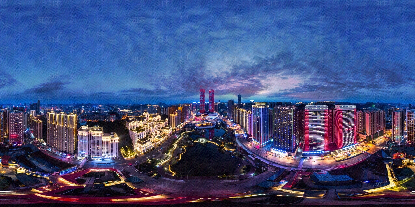 HDR晨曦黄昏城市夜景全景贴图下载【ID:1158709346】